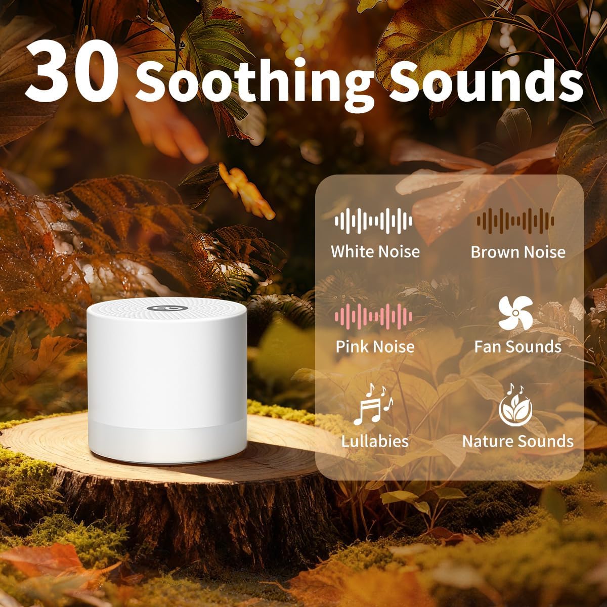 Sound Machine Mini White Noise Machine with 30 Soothing Sounds for Newborn Baby Kids Adults Portable Rechargeable Sleep Brown Noise Machine 4 Timers Memory Function for Travel Camping Home Office