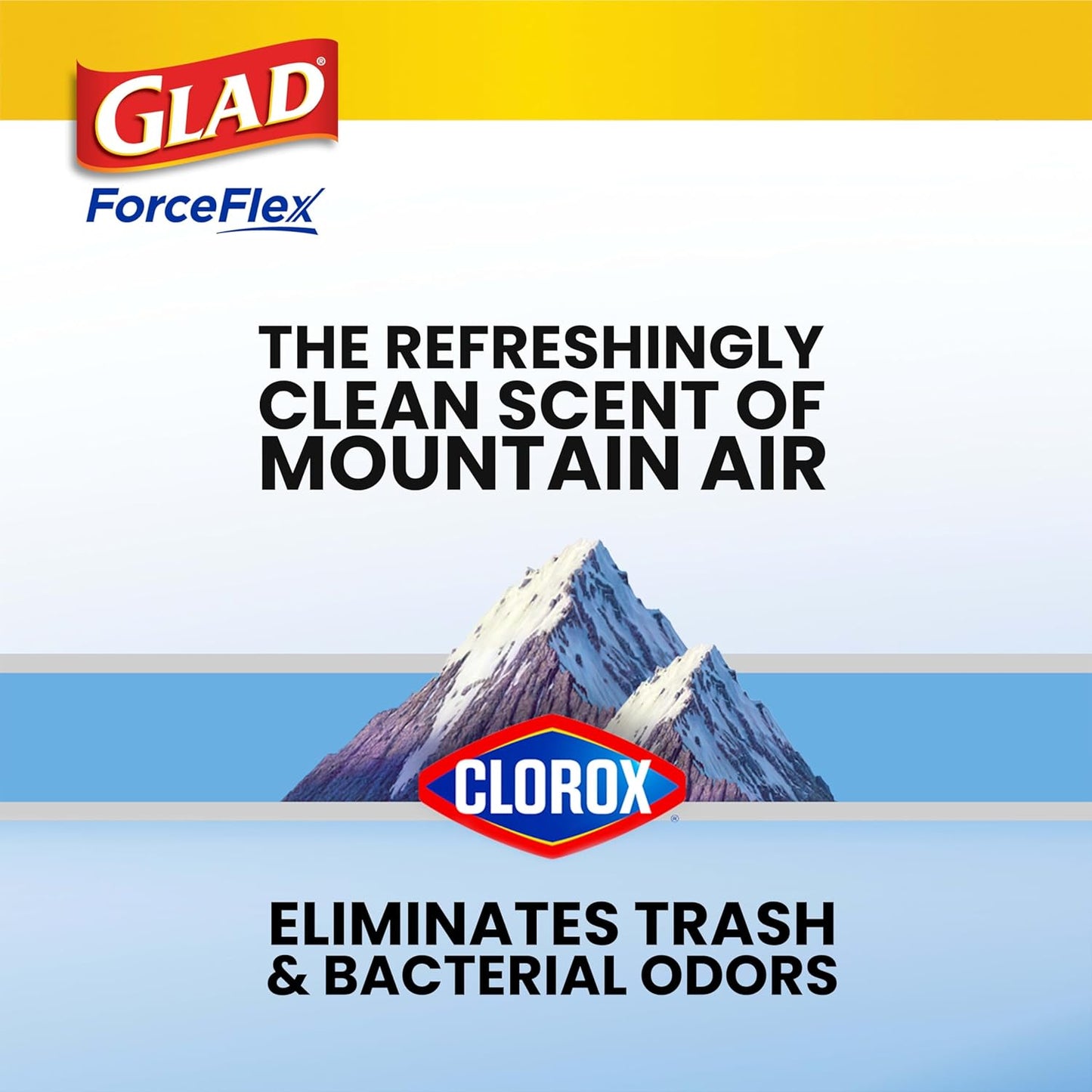 Glad Large 30 Gallon Trash Bags, Clorox Mountain Air Heavy Duty Garbage Bags, Forceflex with Drawstring, 50 Count (Packaging May Vary)
