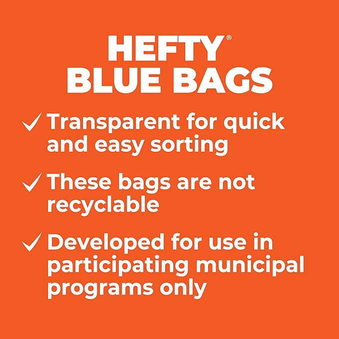 Hefty Blue Trash Bags, Blue, 13 Gallon, 60 Counthou