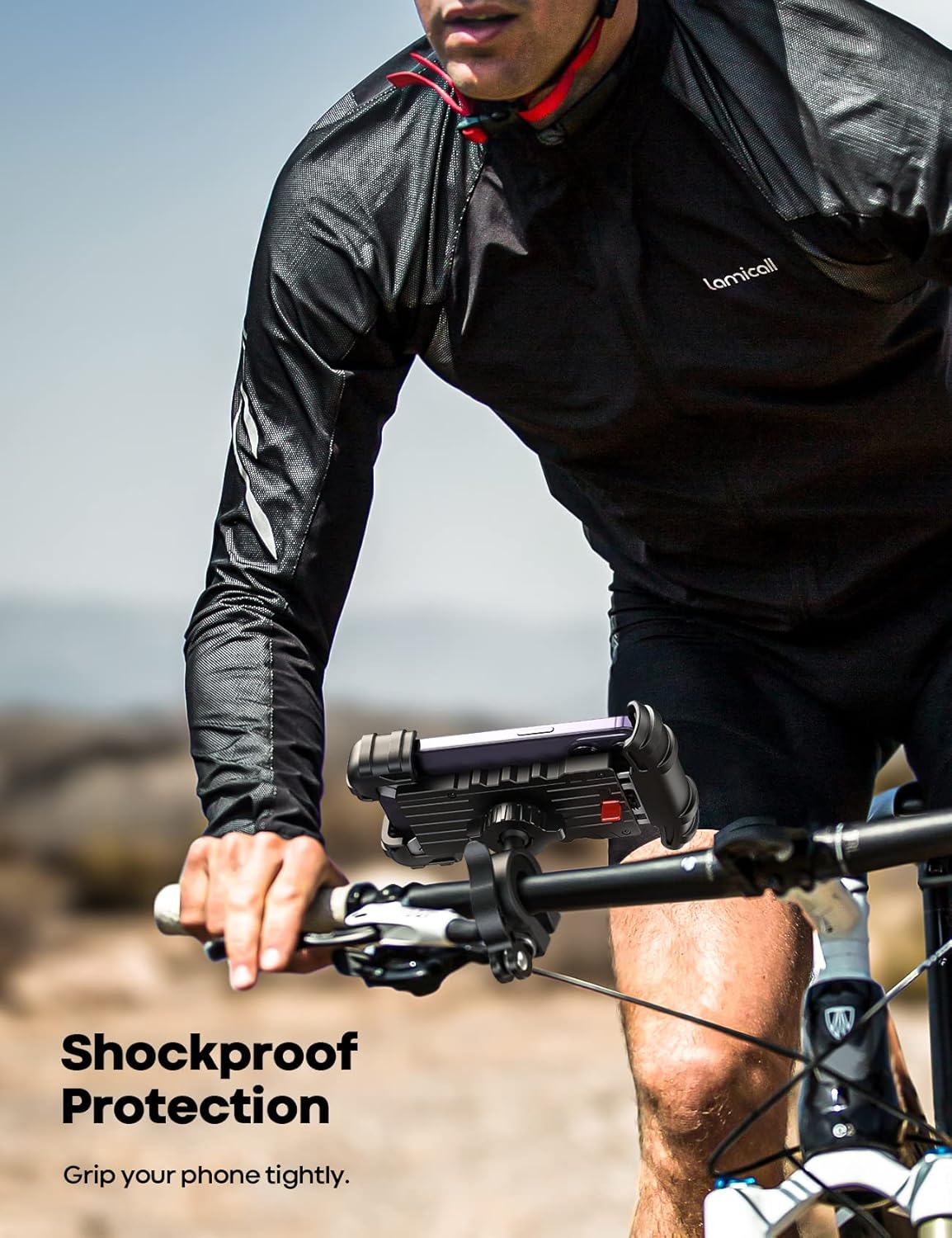 Lamicall Bike Phone Holder, Motorcycle Mount - Motorcycle Phone Holder, Handlebar Cell Phone Clamp, Scooter Phone Clip for iPhone Air 17 Pro Max, 16 15 Pro Max Plus, S20, More 4.7 to 6.8" Smartphones