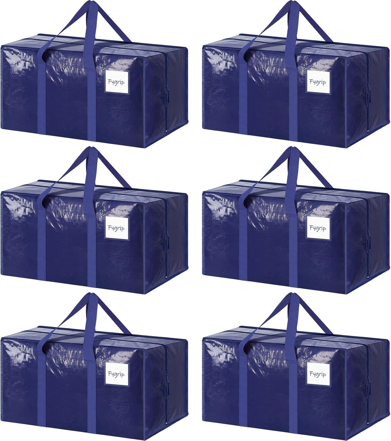 Fygrip 6-Pack Extra Heavy-Duty Large Moving Bags – Waterproof Storage Totes with Reinforced Zippers & Handles