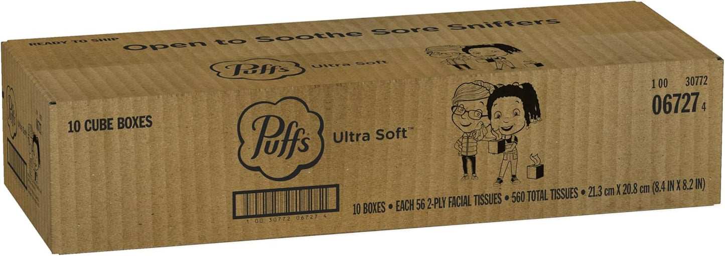 Puffs Ultra Soft Non-Lotion Tissues, 10 Cubes, 56 Tissues Per Box