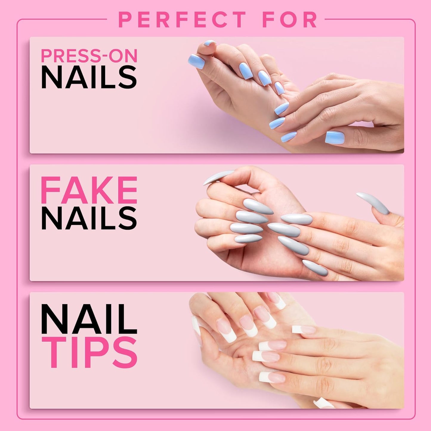 Super Strong Nail Glue for Press On Nails, Nail Tips & Acrylic Nails (8ml) NYK1 NailBond Brush On Glue for Press Ons, Tips & Acrylics - Long Lasting, Maximum Strength, Mess-Free Application