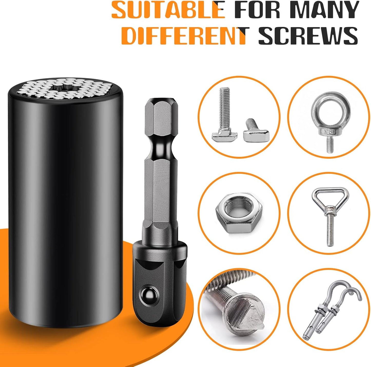 Universal Socket Tools Gifts for Men Dad Him Husband Teen Boys Women Cool Stuff Ideas Gadgets Gifts Fathers Day Birthday Christmas Stocking Stuffers Grip Socket Set with Power Drill Adapter