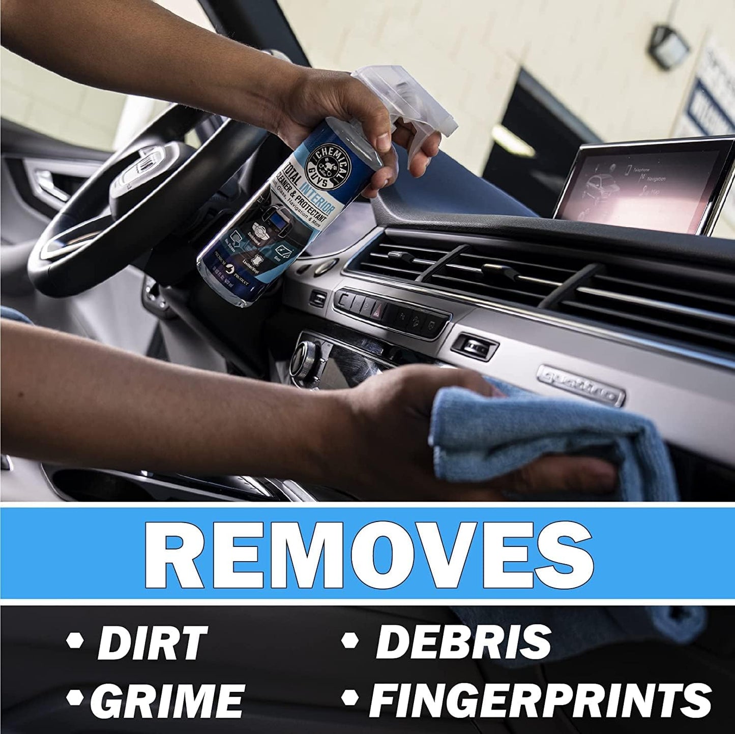 Chemical Guys Total Interior Cleaner & Protectant, Cleans & Protects Leather, Vinyl, Plastic, Rubber & Glass Streak-Free Finish for Cars, Trucks, SUVs, RVs & More - 16 oz