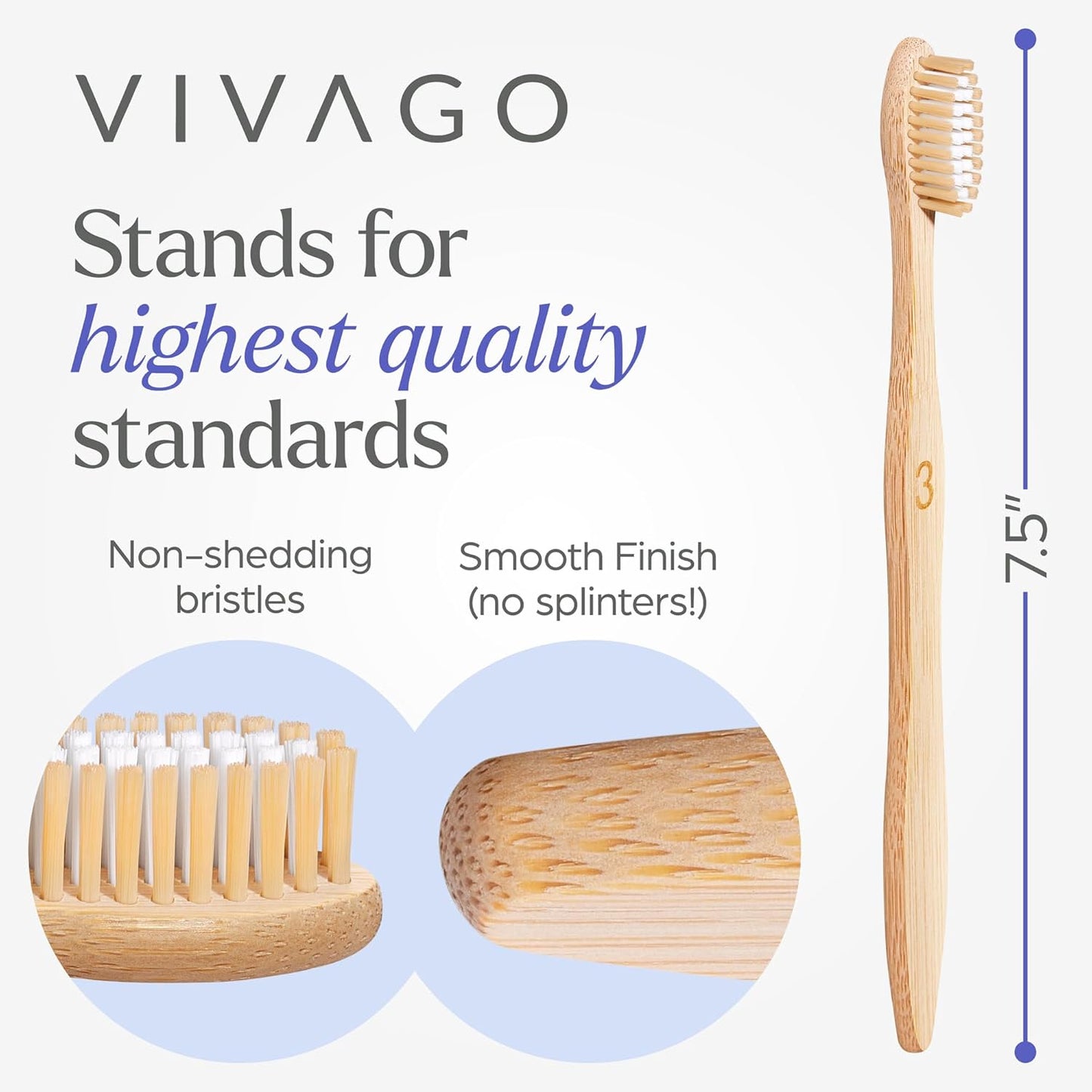 Bamboo Toothbrushes Medium Bristles 10 Pack - BPA Free Medium Bristles Toothbrushes for Adults - Eco-Friendly, Natural Wooden Toothbrush