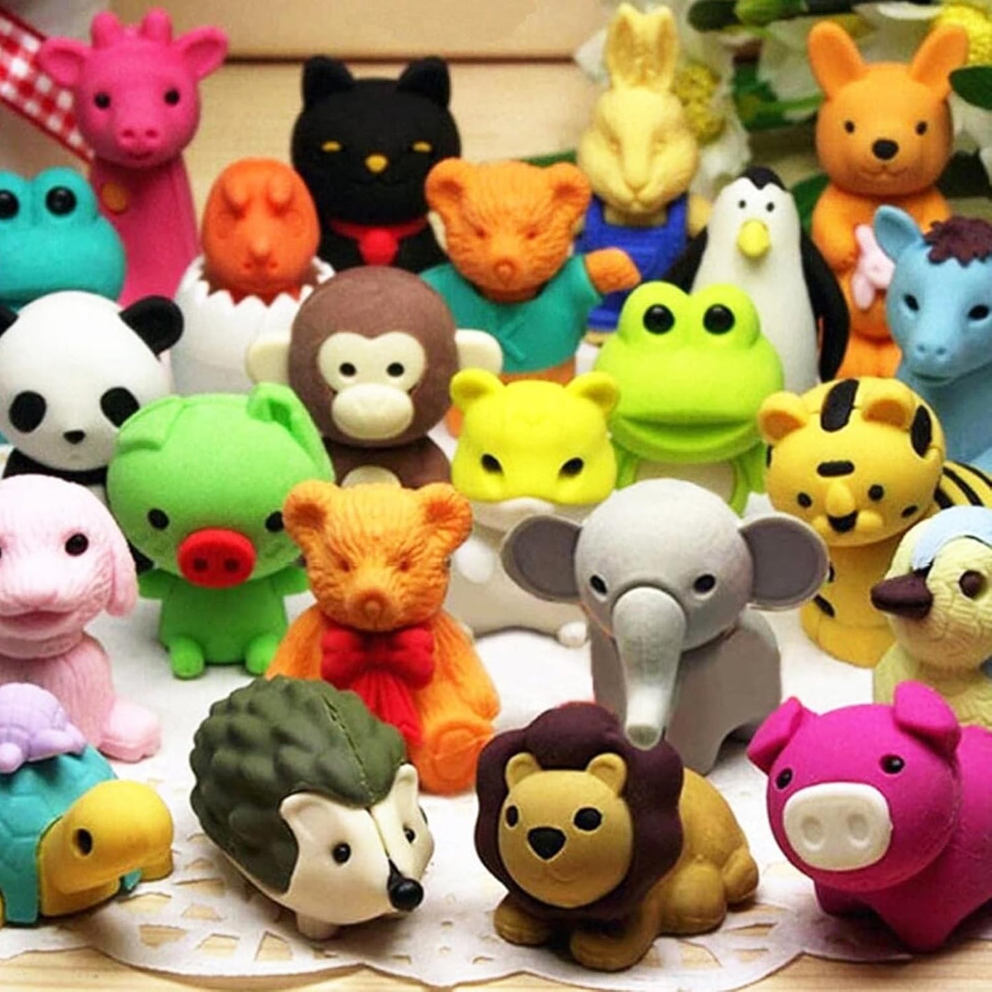 60Pcs Animal Erasers Desk Pets for Kids Animal Pencil Erasers Bulk Puzzle Eraser Toys Gifts for Classroom Prizes,Game Reward,Treasure Box,Easter Egg Fillers,Goodie Bag Stuffers,Party Favors