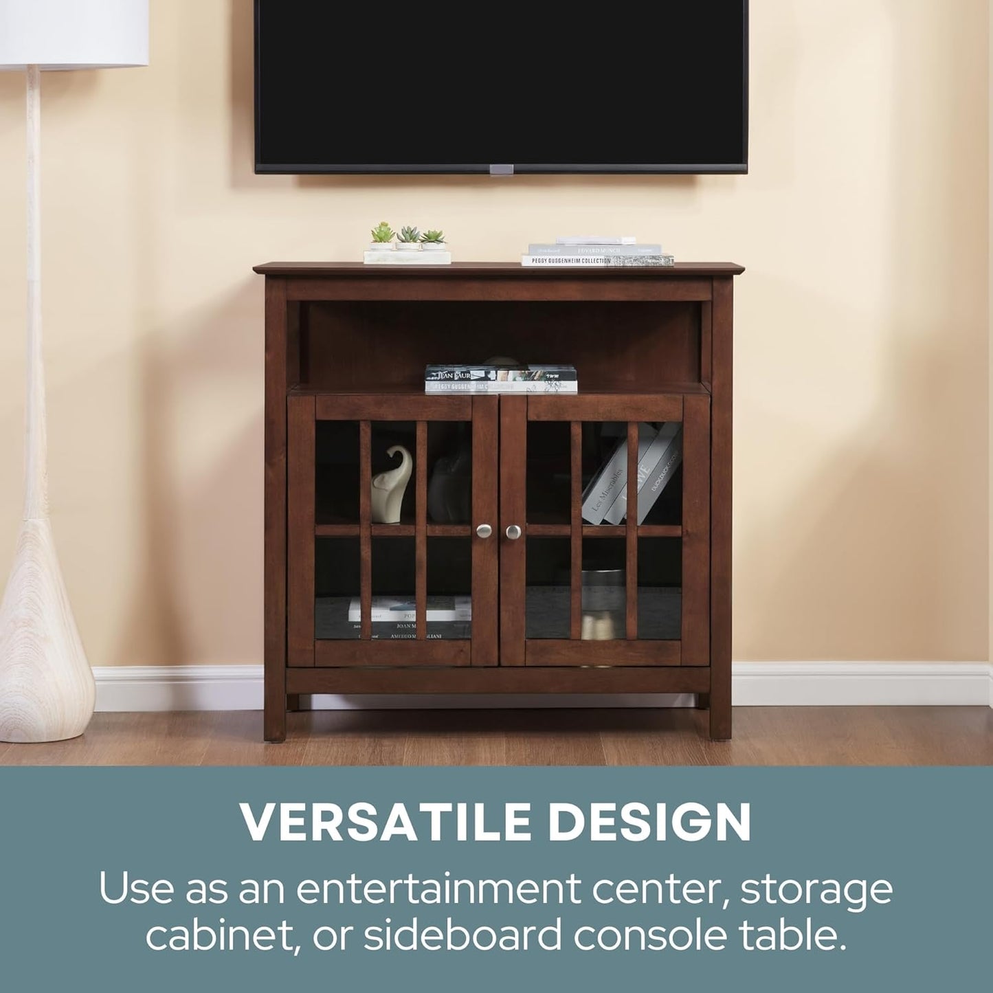 Convenience Concepts Big Sur Highboy TV Stand 36" - Modern Entertainment Center For TVs up to 40", Storage Cabinet for Dining, Living Room, & Entryway, Console Hall Table with Shelves, Espresso