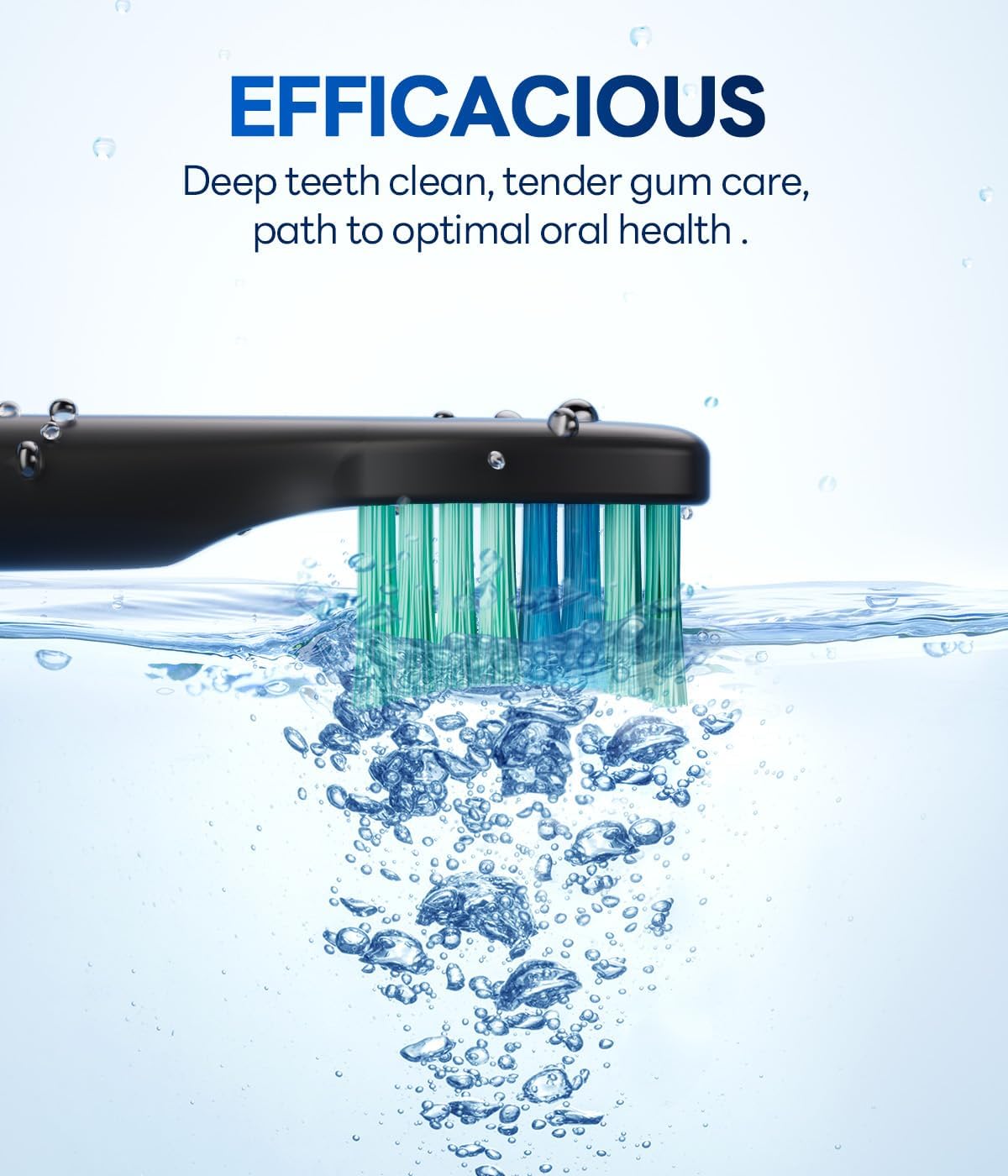 Bymore Electric Toothbrush for Adults,Travel Sonic Toothbrush with 8 Replacement Heads, Ultra Clean Rechargeable Toothbrush Portable One Charge for 330days 5 Modes 2mins Timer-Black