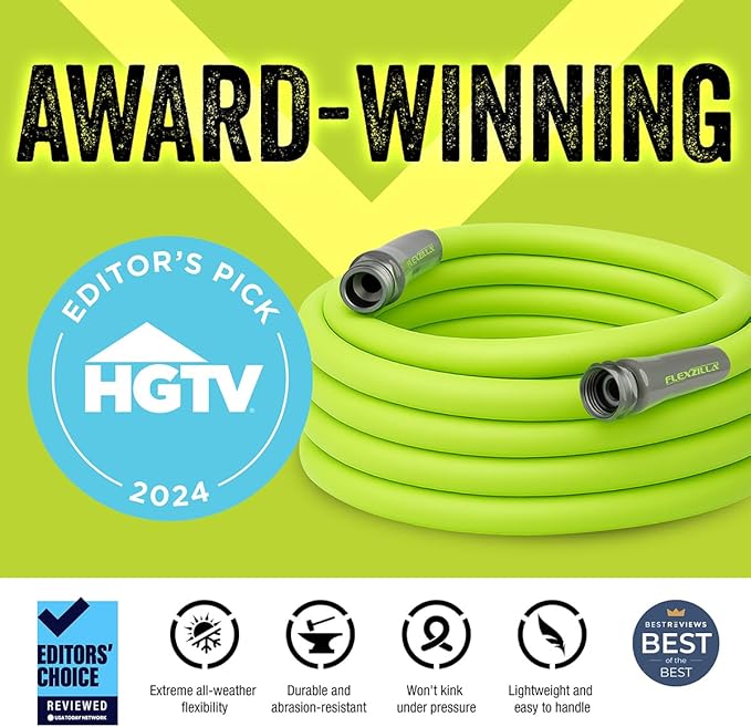 Flexzilla Garden Hose 5/8 in. x 50 ft, Heavy Duty, Lightweight, Durable, ZillaGreen - HFZG550YW-E - Cart Shape