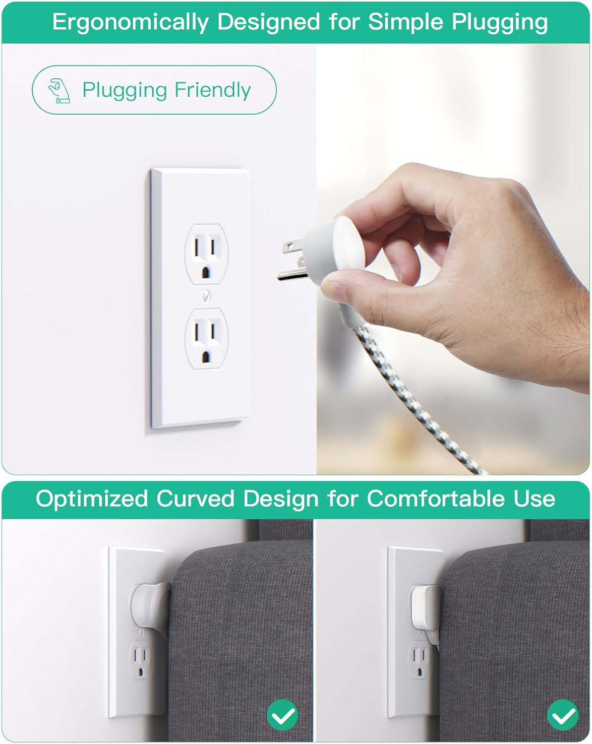 Cruise Ship Essentials - Mifaso Power Strip with USB Ports, 5Ft Flat Extension Cord with Multiple Outlets, USB Charging Station with Non Surge Protector for Cruise Ship, Travel, Dorm Room Essentials