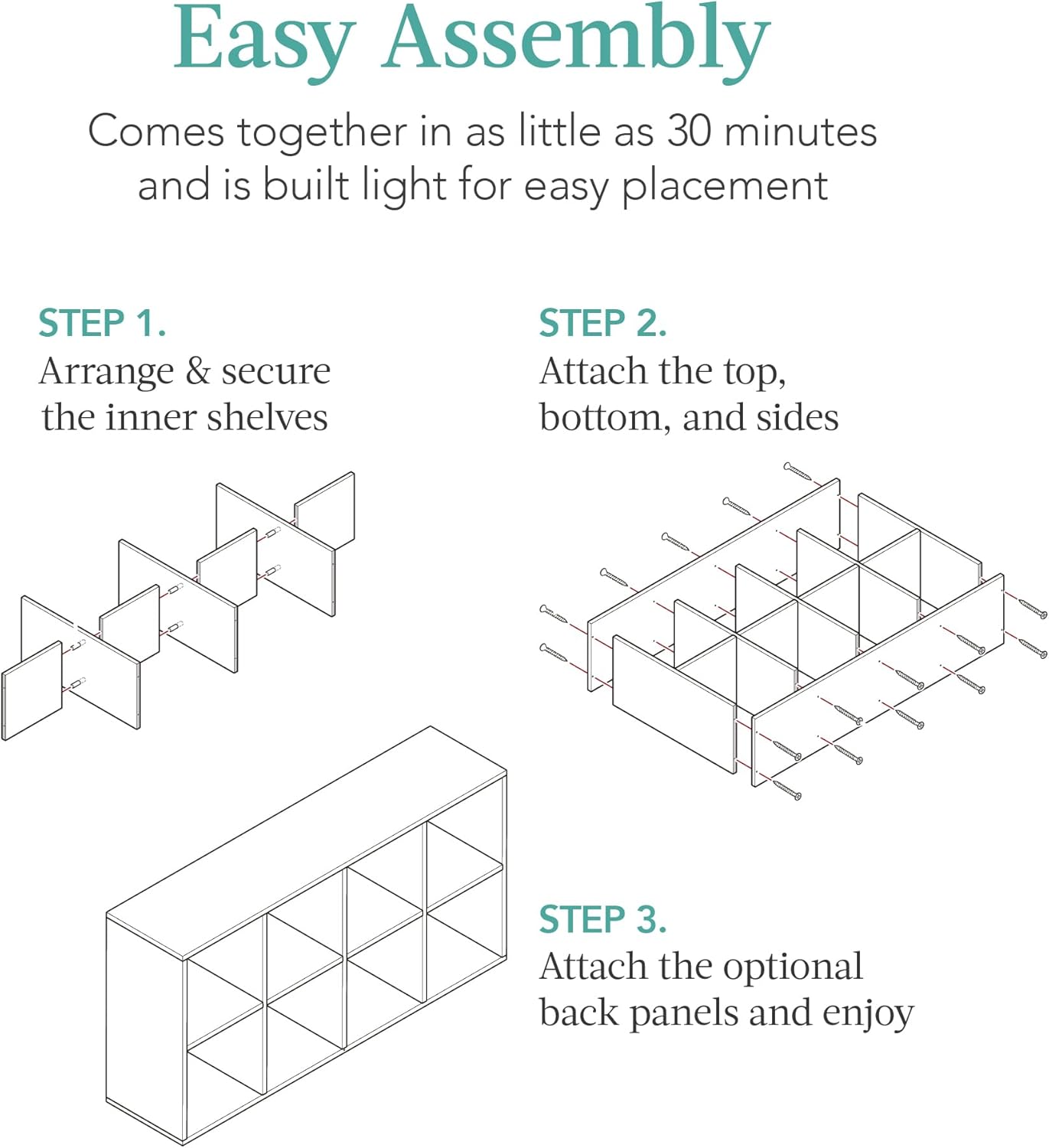 Best Choice Products 8-Cube Storage Organizer, 11in Shelf Opening, Bookcase, Display Shelf, Customizable w/ 3 Removable Back Panels – Light Oak