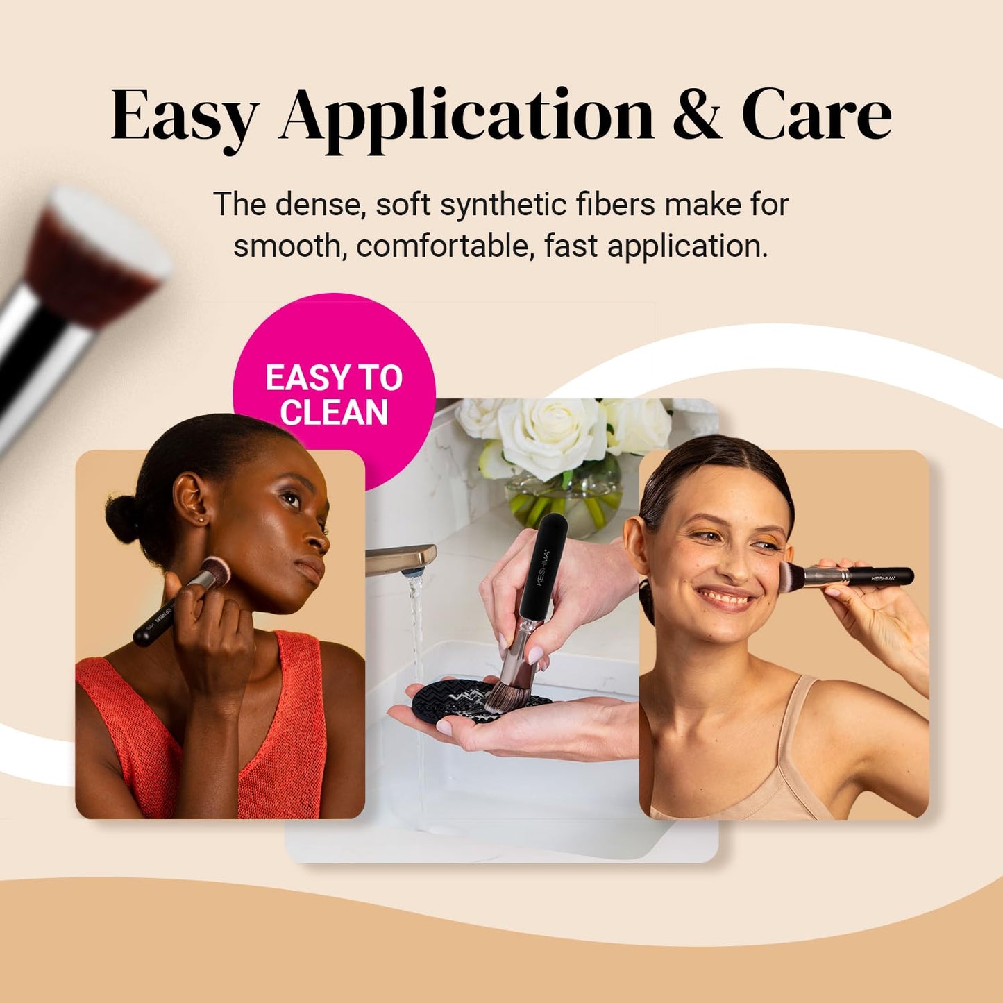 Premium Flat Top Kabuki Foundation Brush By KESHIMA - Cart Shape