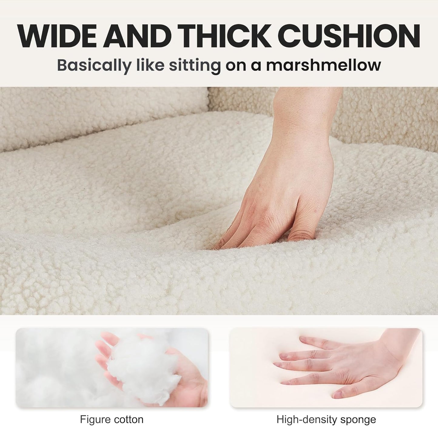 IWMH High-Back Home Office Chair,Upholstered Desk Chair with Armrests,Height Adjustable Armchair with Wheels, Swivel Office Desk Chair, Ergonomic Computer Task Chair, Leisure Armchair Cashmere(White)