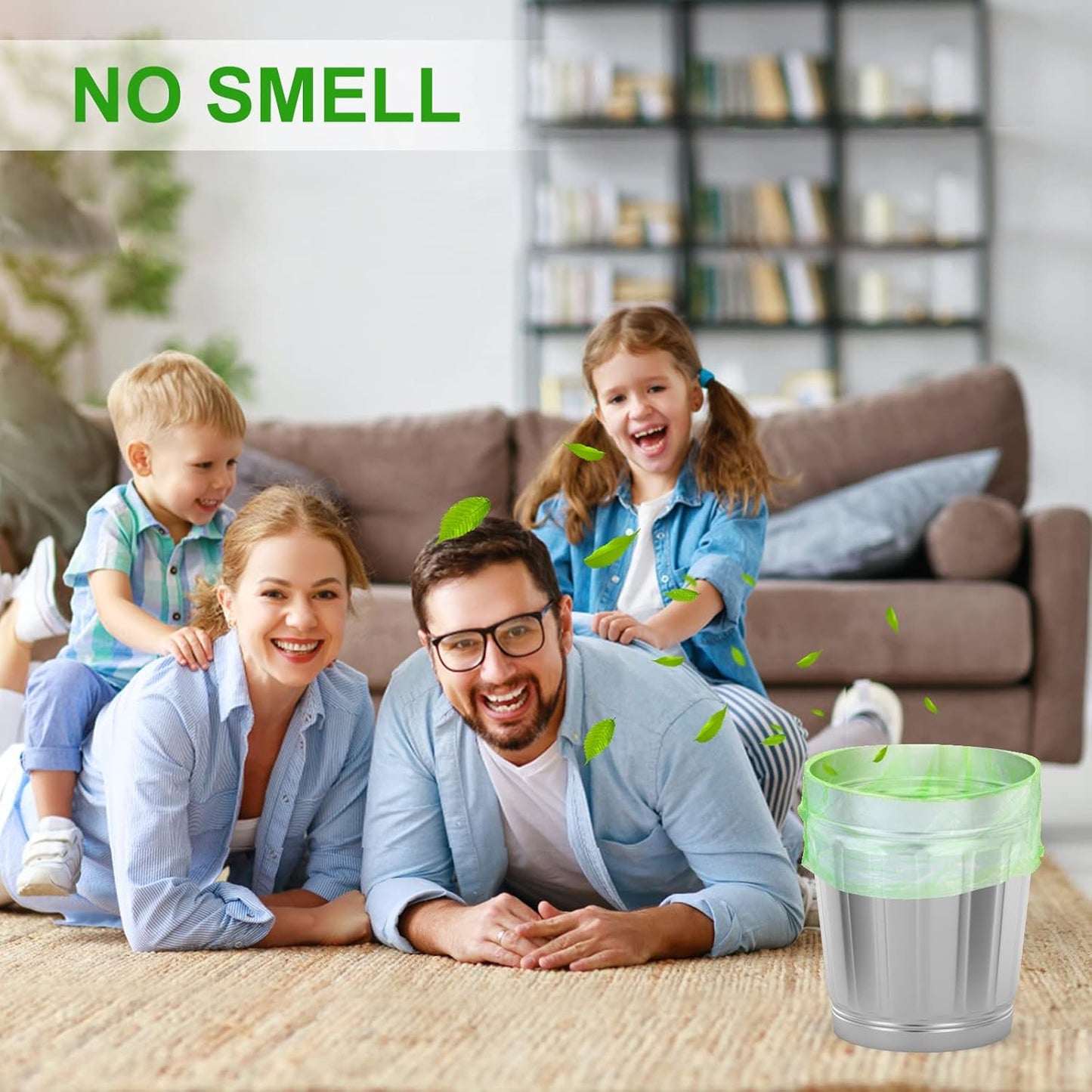 Small Trash Bags 4-6 Gallon, Inwaysin 200 Count Biodegradable Trash Bags 4 Gallon, Extra Strong Small Garbage Bags Unscented, Size Expanded, Green, for Bathroom Bedroom Office Kitchen Trash Can