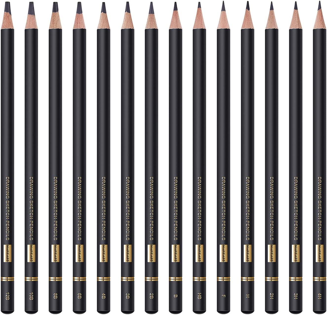 MARKART Professional Drawing Sketching Pencil Set - 14 Pieces,Graphite,(12B - 4H), Ideal for Drawing Art, Sketching, Shading, Artist Pencils for Beginners & Pro Artists