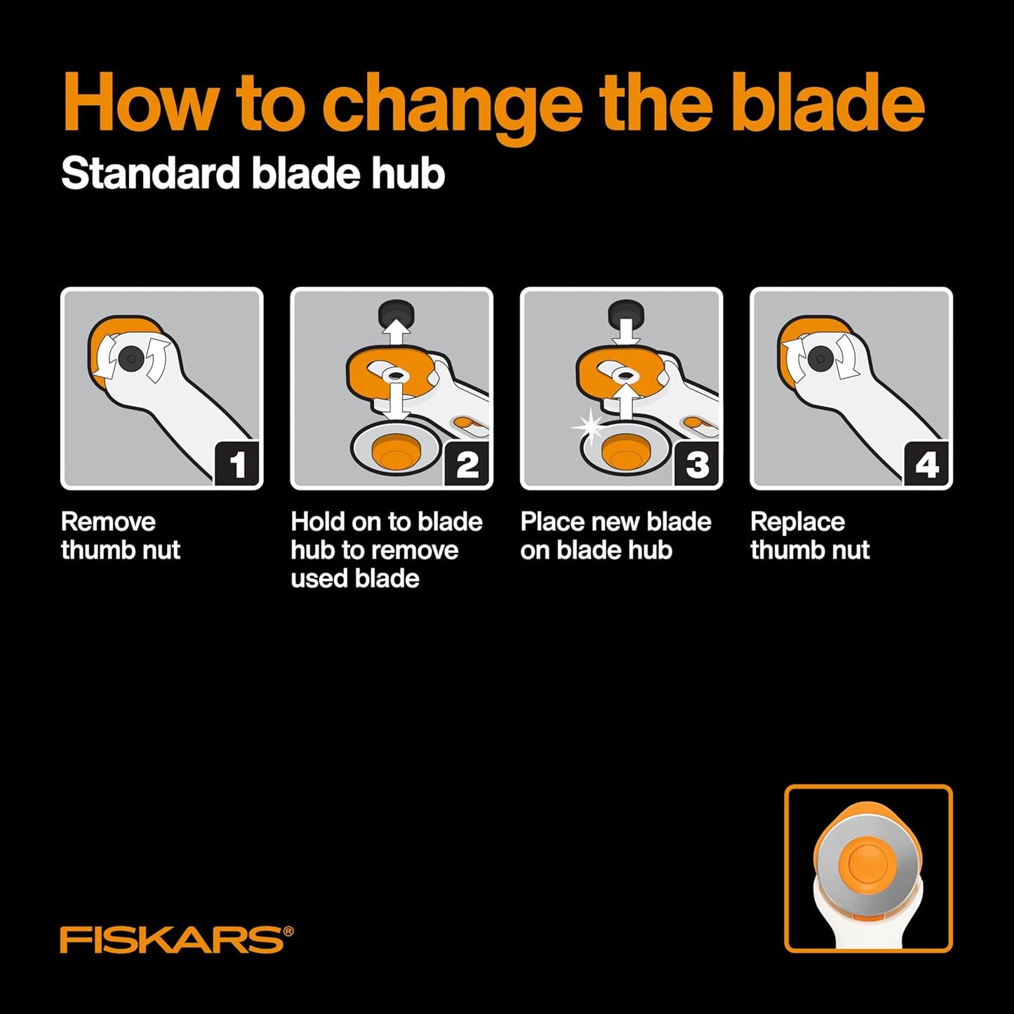 Fiskars 60mm Rotary Cutter for Fabric with Ergonomic Loop Grip And Comfort Handle, Titanium Rotary Fabric Cutter for Thick Materials, Easy and Safe Blade Change, Sewing Supplies and Quilting Tools