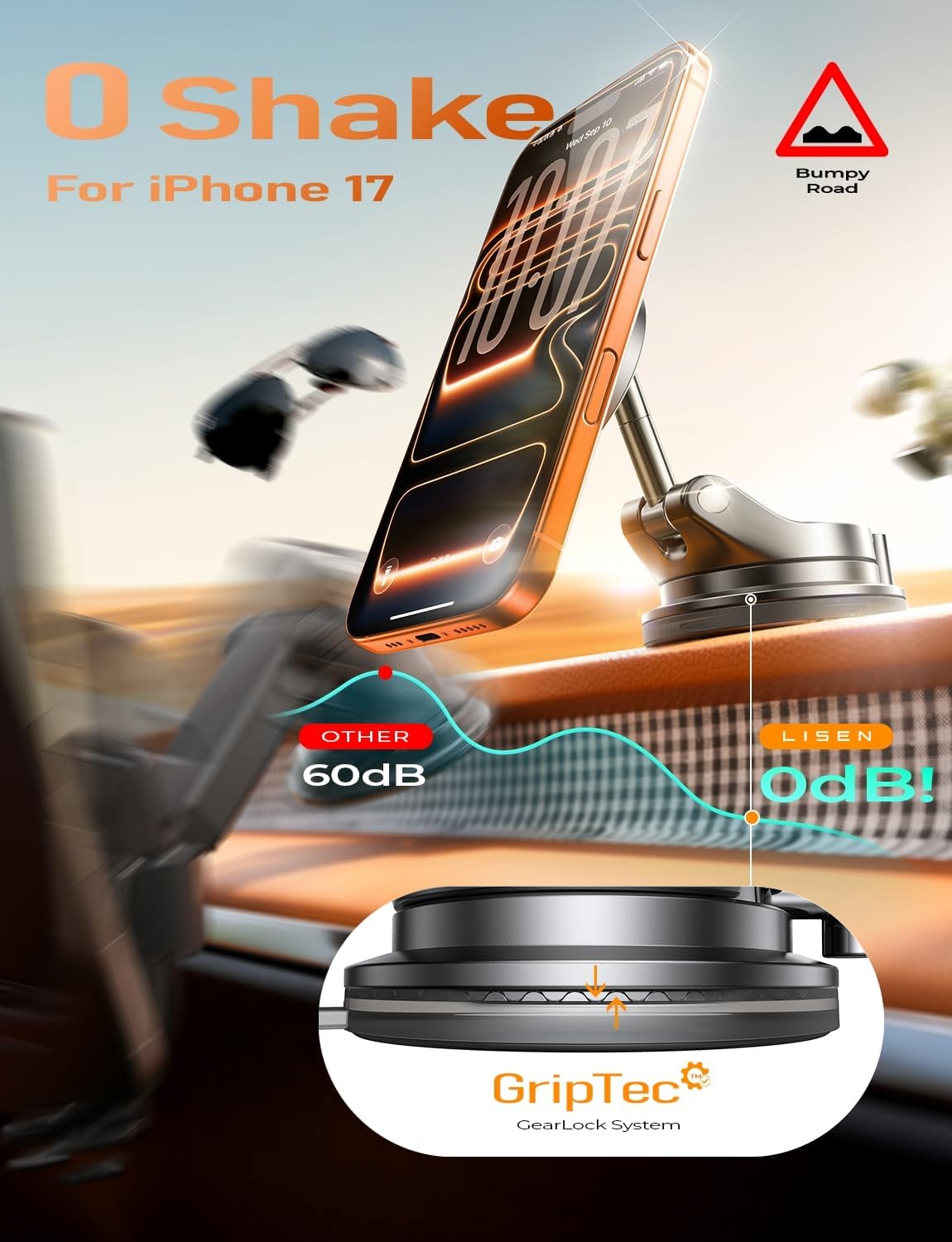 LISEN for Magsafe Car Mount, Magnetic Phone Holders for Your Car, Magnet Vacuum Phone Mount Car Accessories for Women Men BMW, SuctionPro for Valentines Day Gifts for Him Her Kits, for iPhone 17-12