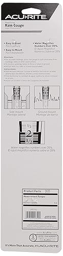 AcuRite 5" Capacity Easy-to-Read Magnifying Rain Gauge, Acrylic (00850A3)