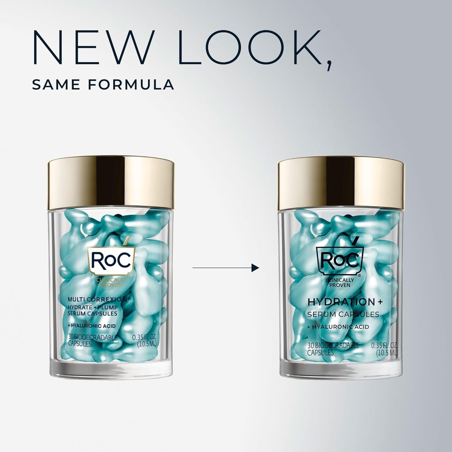 RoC Multi Correxion Hyaluronic Acid Night Serum Capsules (30 CT) for Intense Hydration + RoC Retinol Capsules (7 CT), Anti-Aging Skin Care Wrinkle Treatment for Women and Men