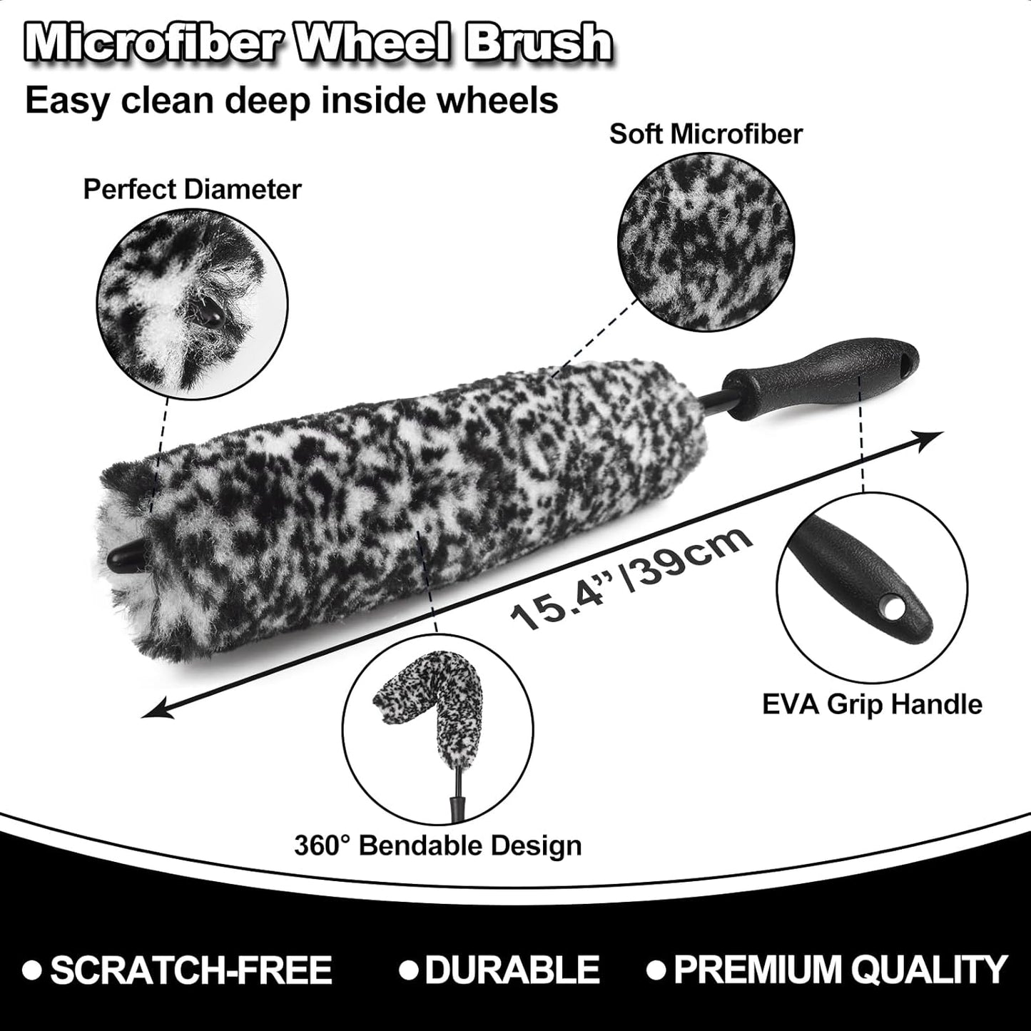7Pcs Car Wheel Brush kit, Tire Brush, Wheel Cleaner Brush, Soft-bristled Rim Cleaner Brush, Tire Shine Applicator Pad, Car Detailing Brushes, Wheel Brushes for Cleaning Wheels,Tires