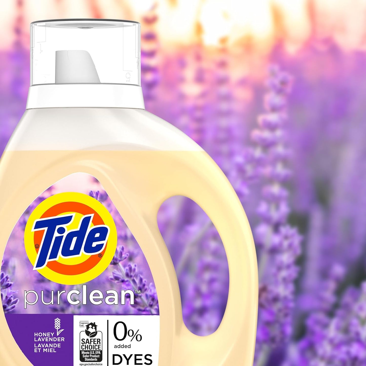 Tide Purclean Liquid Laundry Detergent, Honey Lavender Scent, 63 fl oz, 48 Loads