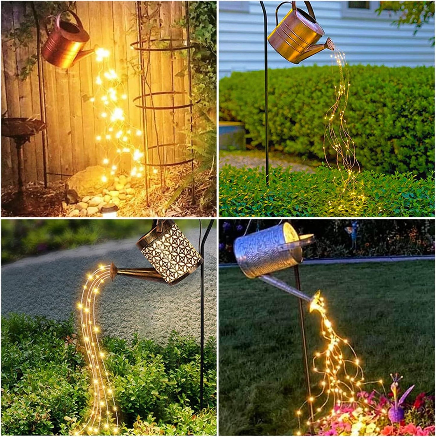 220 LED Solar Firefly Bunch Lights, 8 Flashing Modes, Fairy Copper Wire Waterproof String Light, Decorative Vine Solar Watering Can Light, Outdoor Garden Christmas Decor Lights (Warm White)