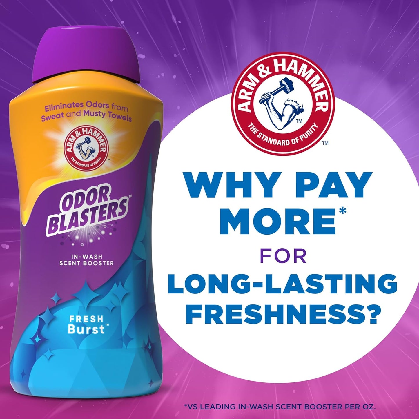 ARM & HAMMER Odor Blasters In-Wash Scent Booster, Laundry Scent Booster Fresh Burst Scent, 45 Oz