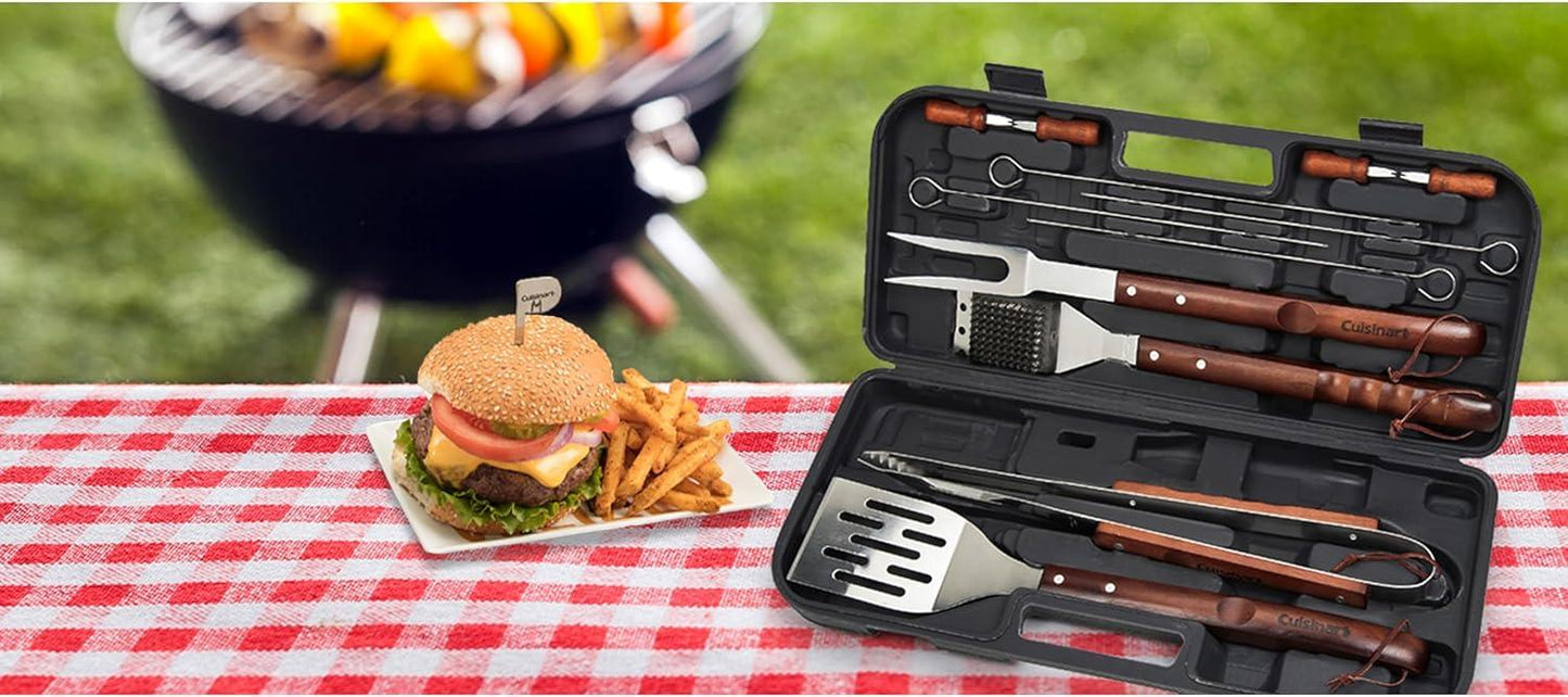 Cuisinart 13-Piece Grill Tool Set, Stainless-Steel BBQ Utensils & Accessories - Cart Shape