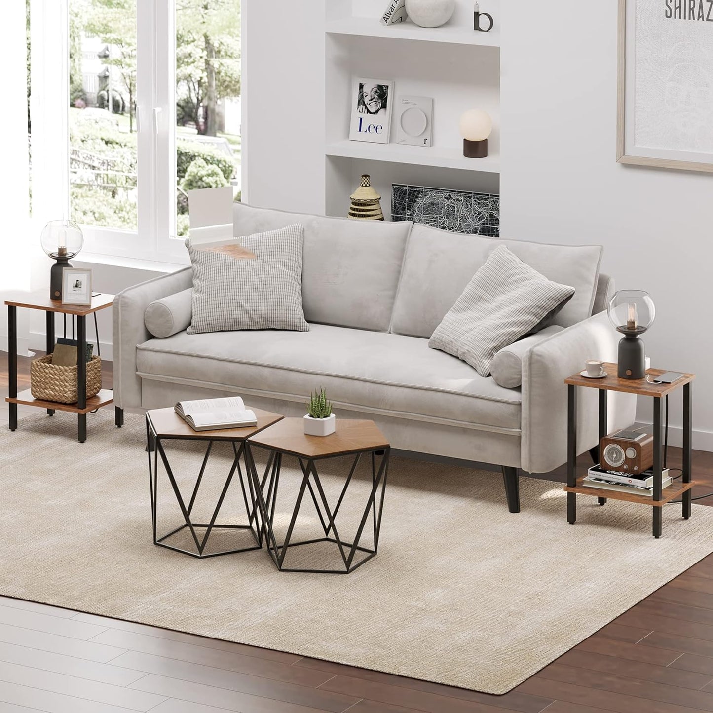 TUTOTAK End Table, Set of 2, Side Table, Nightstand, 2-Tier Storage Shelf, Sofa Table for Small Space, Living Room, Bed Room TB01BB035