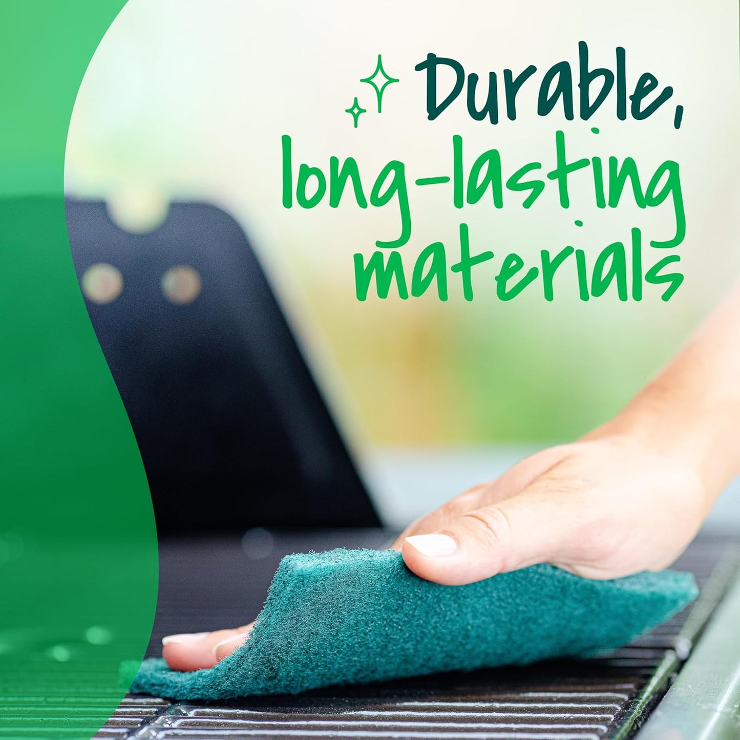 Scotch-Brite Heavy Duty Scouring Pad, Dish Scrubber for Kitchen + Outdoor, 8 Scrub Pads for Uncoated Pots and Pans, Cast Iron Cooktops, Grill Grates, Oven Racks, & BBQ, Durable, Long-Lasting