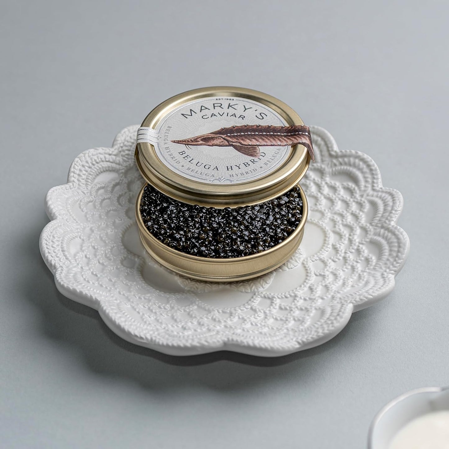 MARKY'S Beluga Hybrid Black Caviar - 1 oz / 28 g - Premium HUS BAE Beluga Sturgeon Malossol Black Roe Caviar - GUARANTEED OVERNIGHT