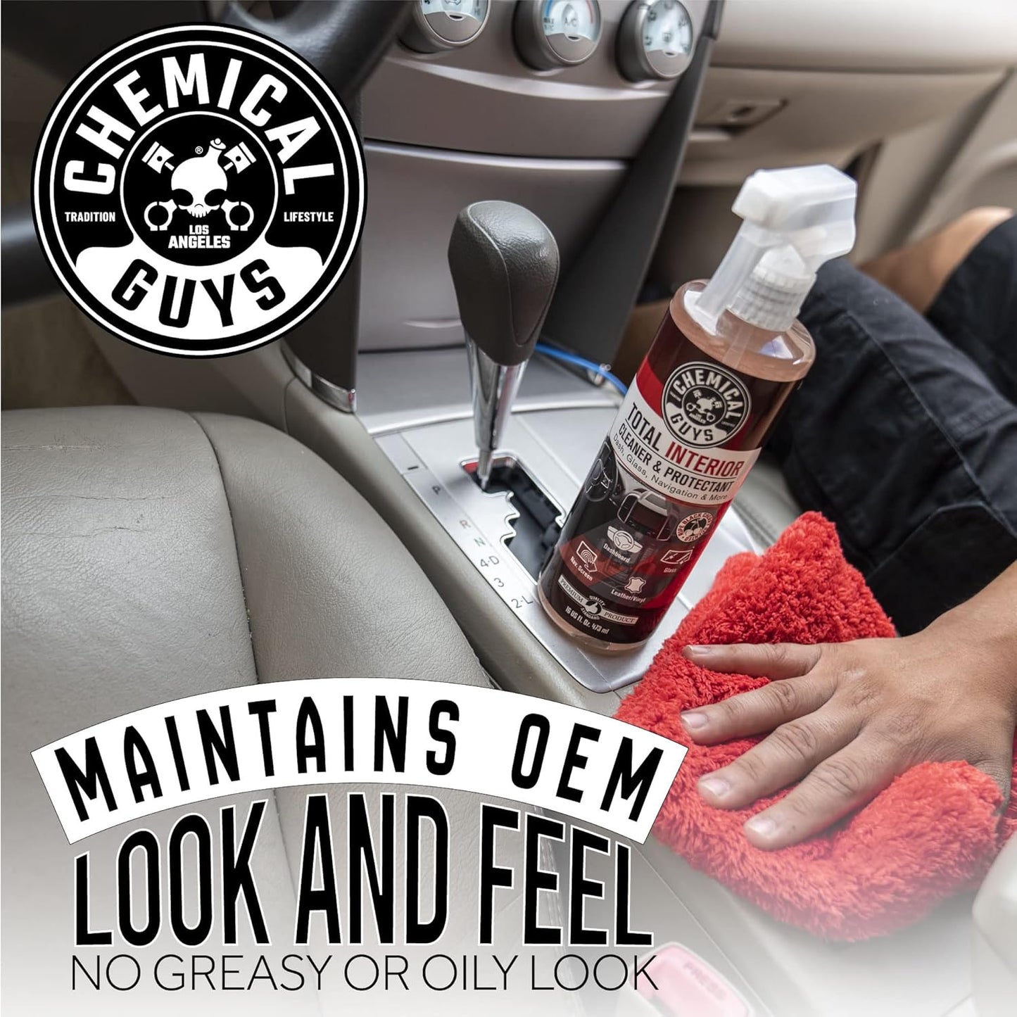 Chemical Guys Total Interior Cleaner and Protectant - Black Cherry Scent, Cleans and Protects Leather, Vinyl, Plastic, Rubber, Glass, and Fabric, Safe for Cars, Trucks, SUVs, RVs, and More - 16 oz