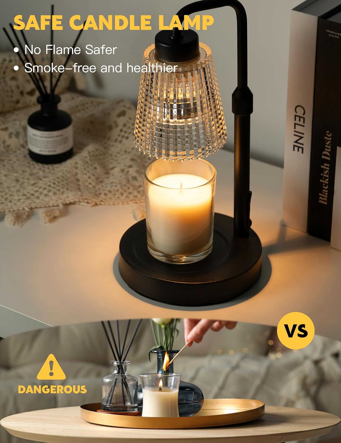 Candle Warmer Lamp with Timer Dimmable, Birthday Gifts for Women Mom, House Warming Gifts New Home Decor, Wax Melt Warmer for Jar Candles with 2 Bulbs