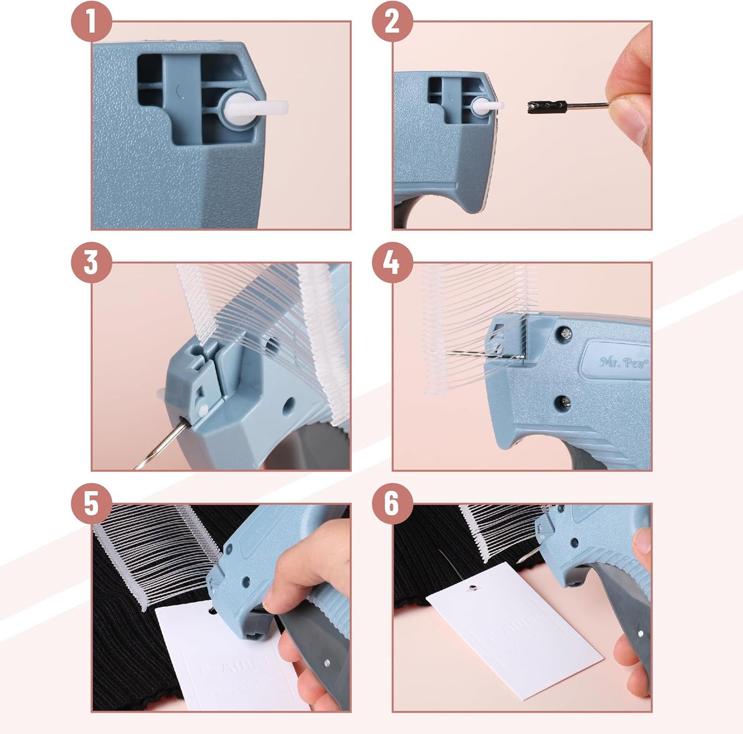 Mr. Pen - Price Tagging Gun, Hangtag Attacher with 1000 Barbs and 5 Needles, for Retail Stores, Garage Yard Sales