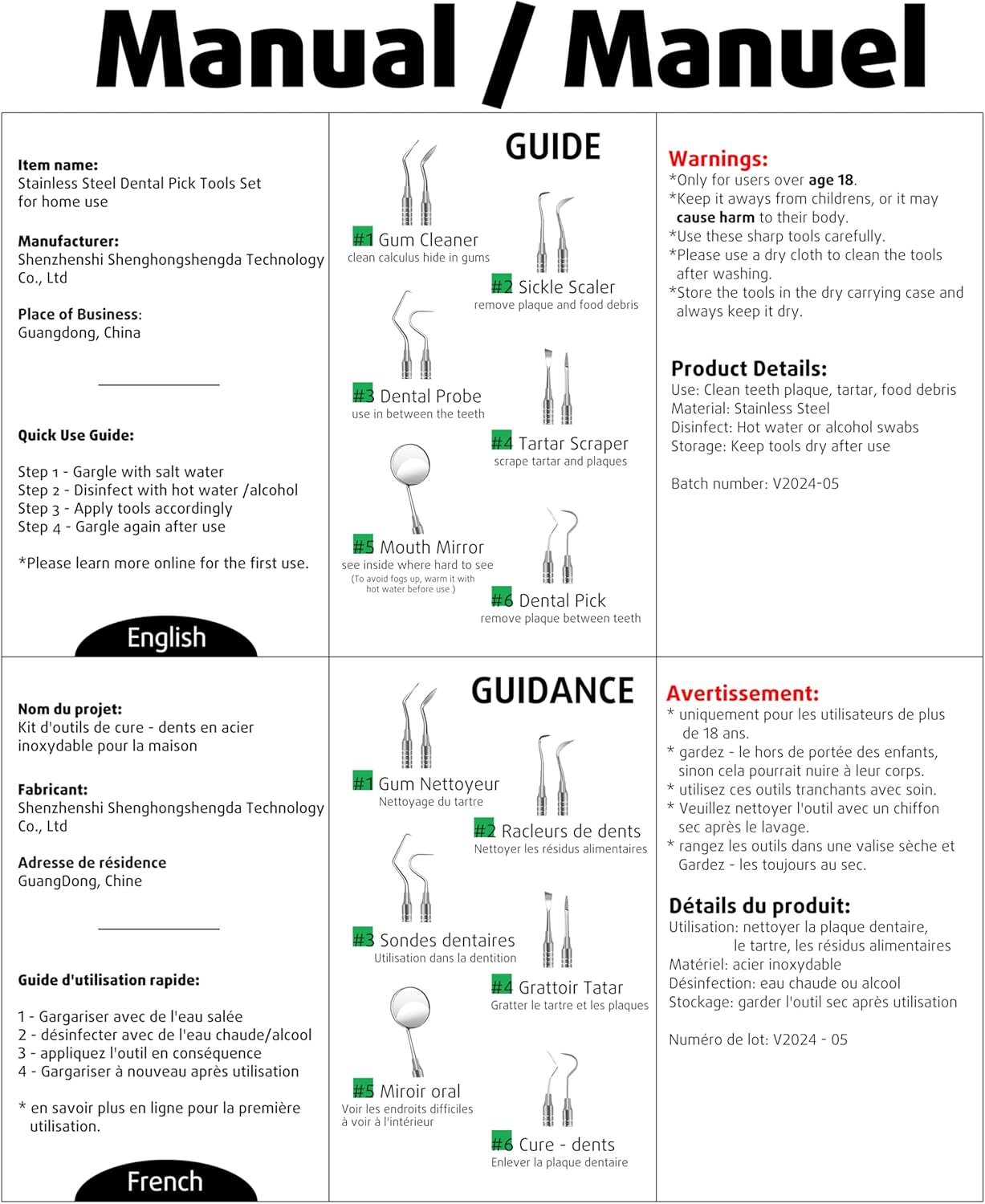 Dental Tools, Dental Pick for Teeth Cleaning, Stainless Steel Hygiene Kit with Tooth Scraper Plaque Tartar Remover - with Case