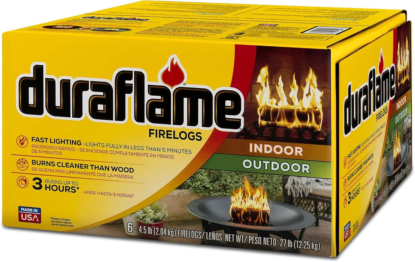 Duraflame 6-Pack Indoor/Outdoor Logs for Fireplace & Fire Pit, 3-Hour Burn, 4.5lb Each