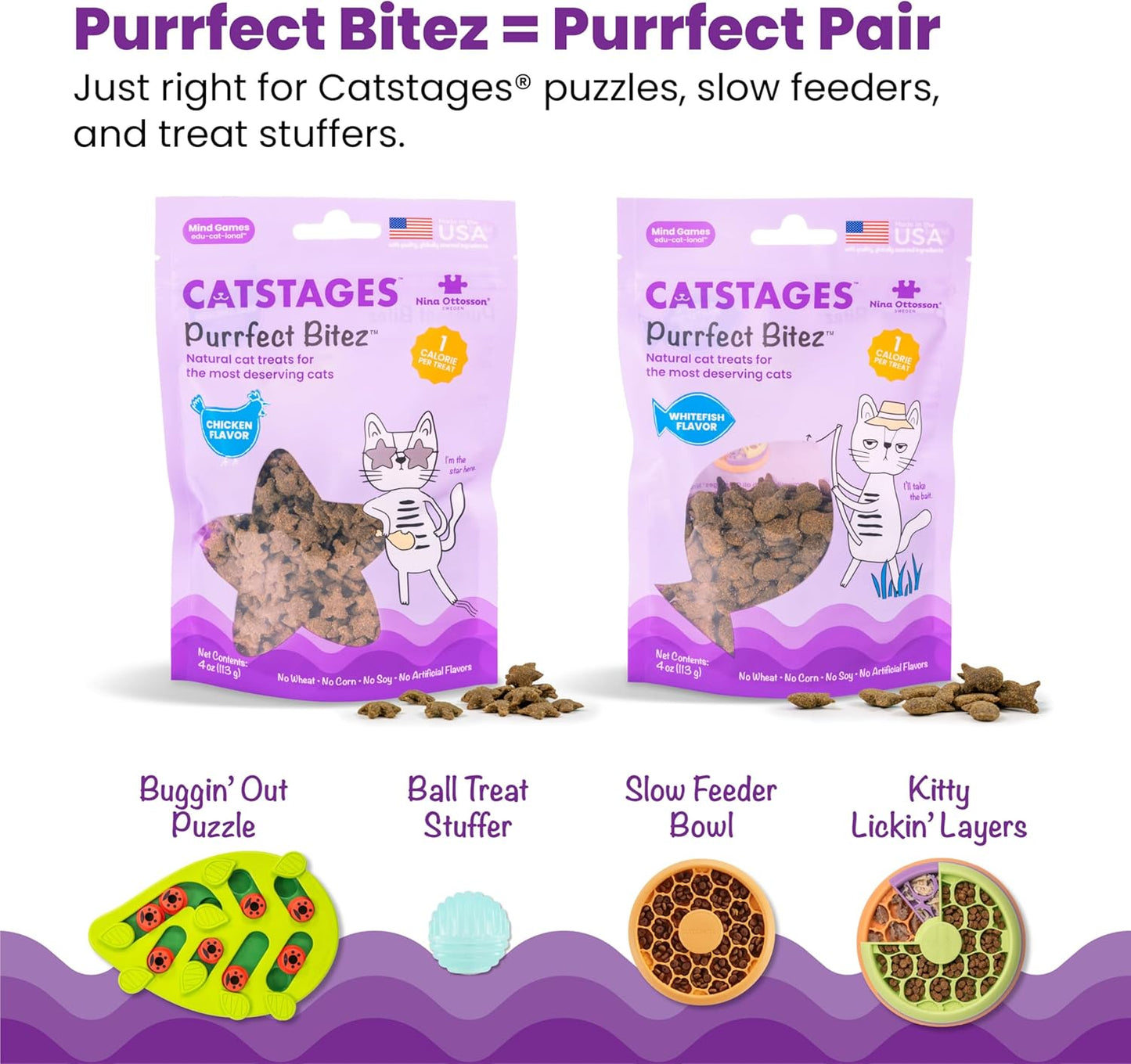 Catstages Nina Ottosson Buggin' Out Puzzle & Play – Interactive Cat Puzzle Feeder for Indoor Cats, 16 Hidden Treat Compartments, Slow Feeder, Durable & Easy-Clean