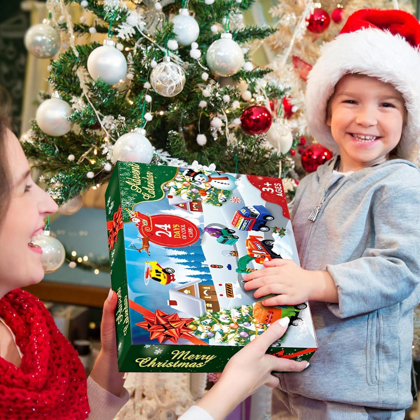 Advent Calendar 2025 Kids Boys, 24 Days Christmas Countdown with Pull-Back Cars Traffic Sign Sets, Christmas Advent Calendar Vehicles Holiday Gifts Kids Boys Girls Toddlers