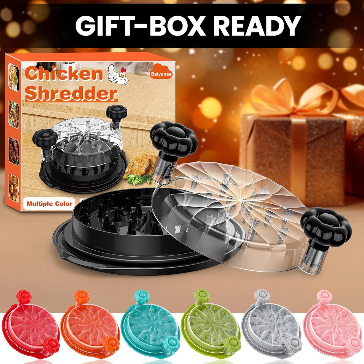 Chicken Shredder Tool Twist Large - 10'' Pro Meat Shredders for Chicken Breast, Visible Kitchen Gadgets Grinder Machine with Brush,Strong Anti-Slip Strip,Ergonomic Handle,BPA Free (Black)