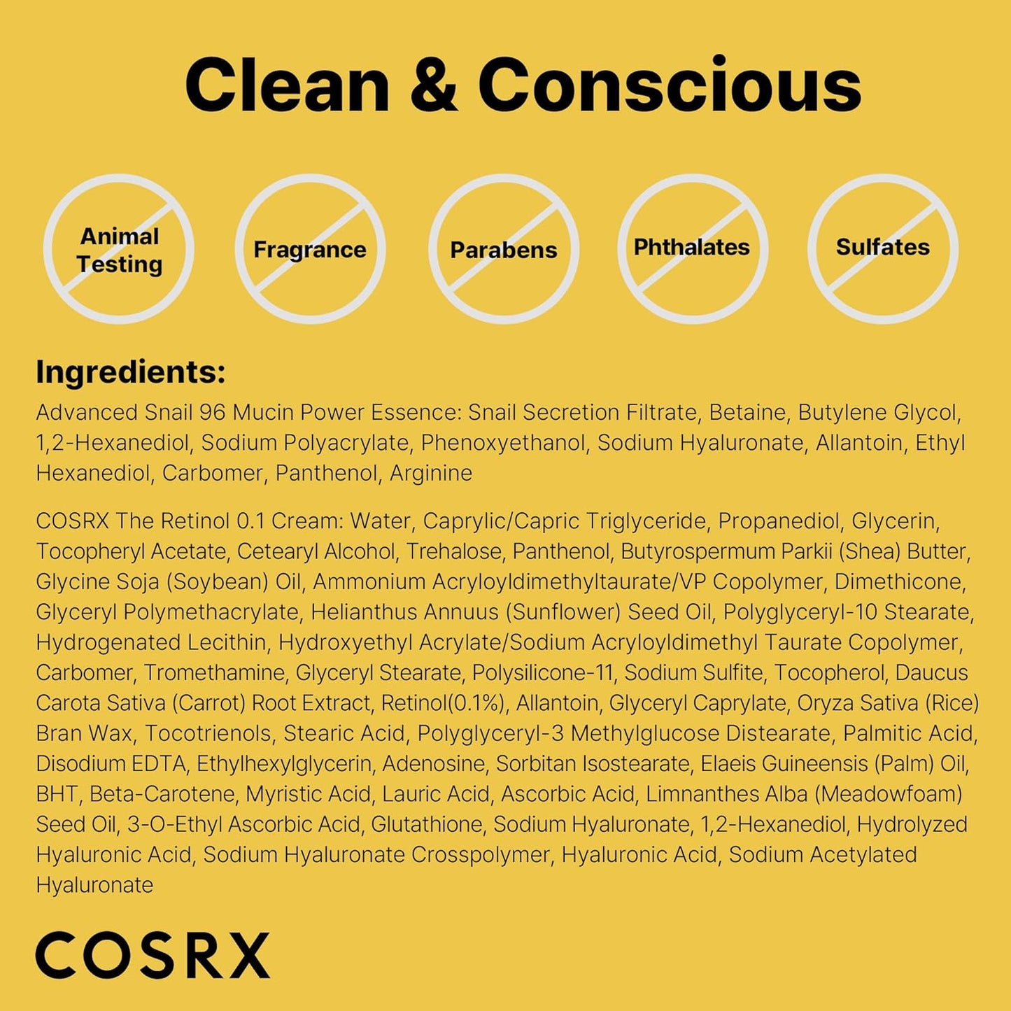 COSRX Snail 96% Mucin Power Essence 2ea & Retinol 0.1% Cream Mini Sample 1ea, Glass Skin Starter Set, Amazon Exclusive, Daily Hydrating & Firming Korean Skin Care Kit, Gift Set