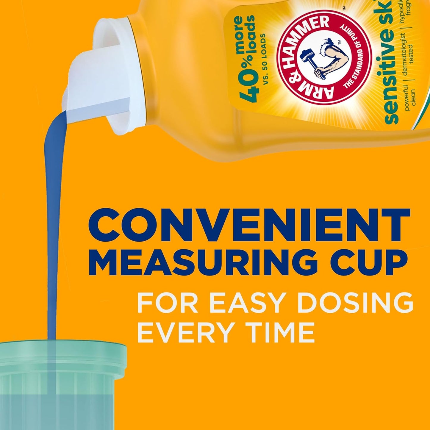 ARM & HAMMER Sensitive Skin Liquid Laundry Detergent, Fresh Scent, 105 fl oz, 105 Loads