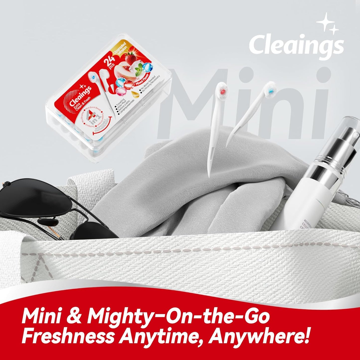 Mini Disposable Toothbrush Set with Toothpaste – Travel Essentials, Portable Toothbrush for Women & Men, Camping, Road Trip, Vacation, 24 Count-Intense Mint Flavor(Pack of 1)