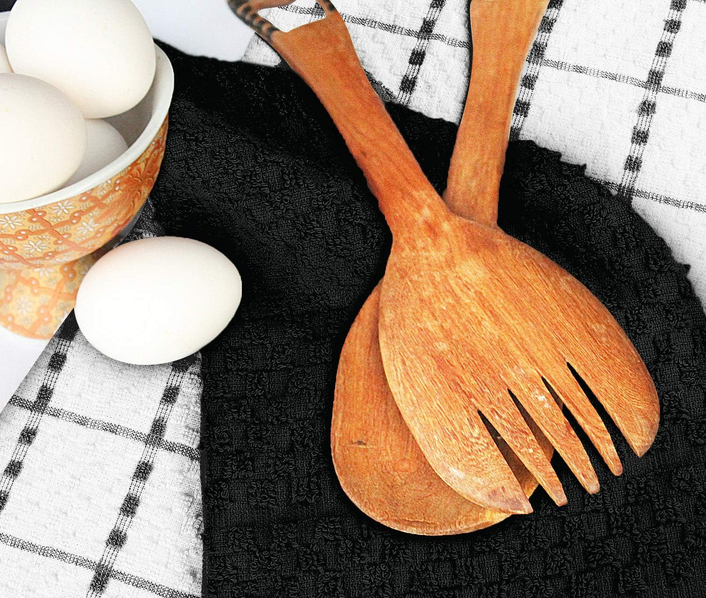 Utopia Towels - Kitchen Towels 12 Pack, 15 x 25 Inches, 100% Ring Spun Cotton Super Soft and Absorbent Linen Dish, Tea and Bar Towels Set, Black