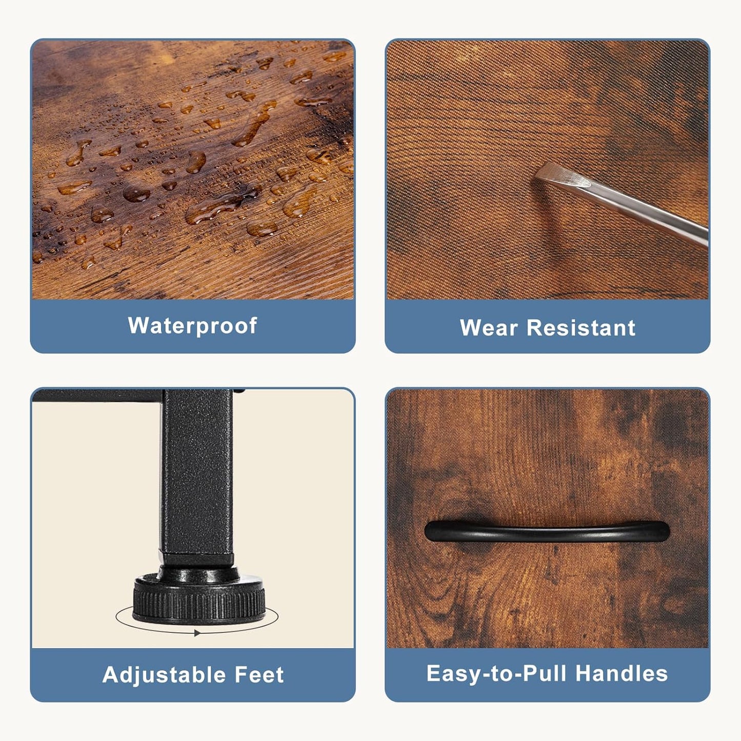 DUMOS Dresser for Bedroom, Storage Organizer with 9 Drawers, Chest of Drawers with Fabric Bins, Sturdy Metal Frame, Wood Tabletop for Guest Room, Closet, Entryway, Brown