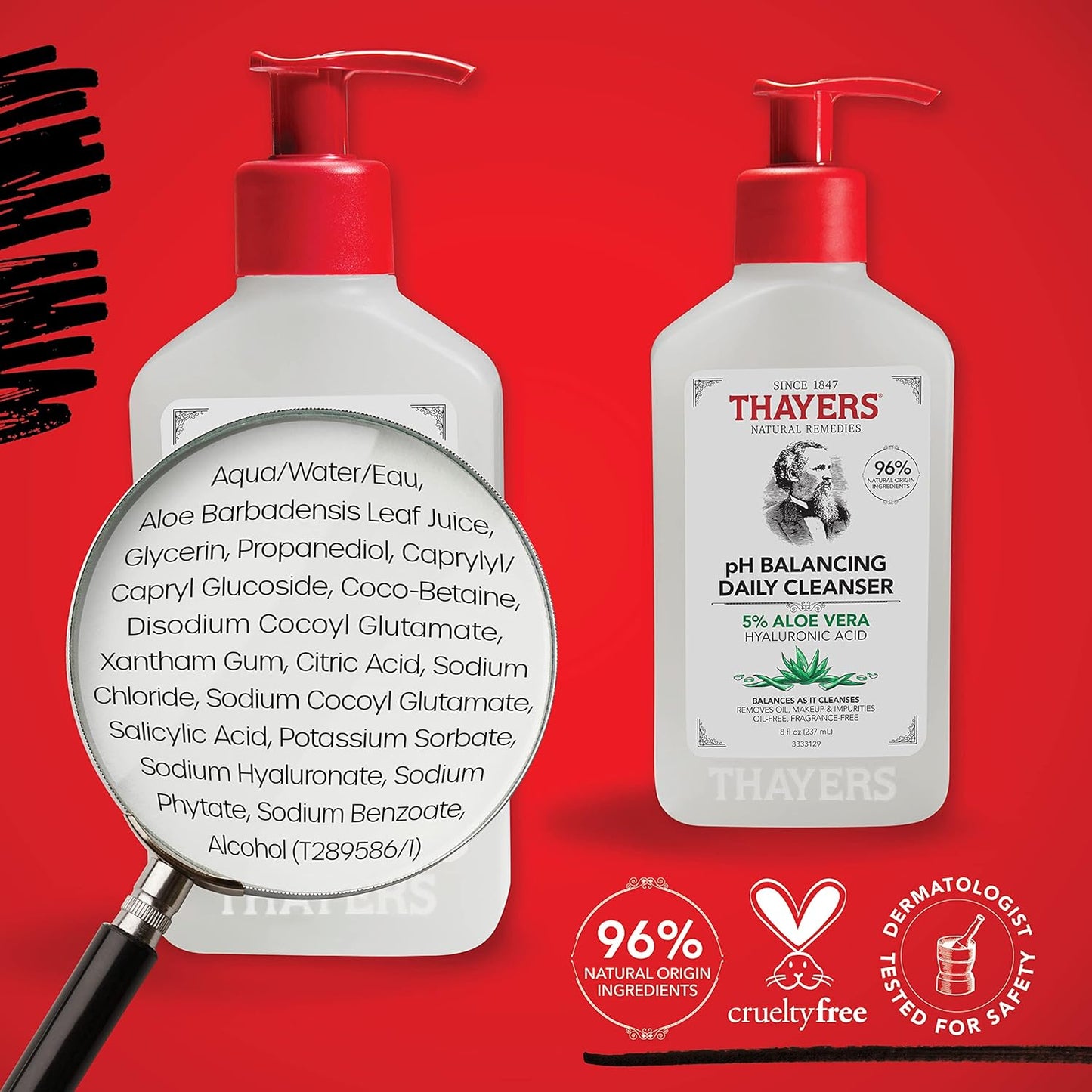 THAYERS pH Balancing Daily Cleanser, Face Wash with Aloe Vera 8 FL Oz. - Cart Shape