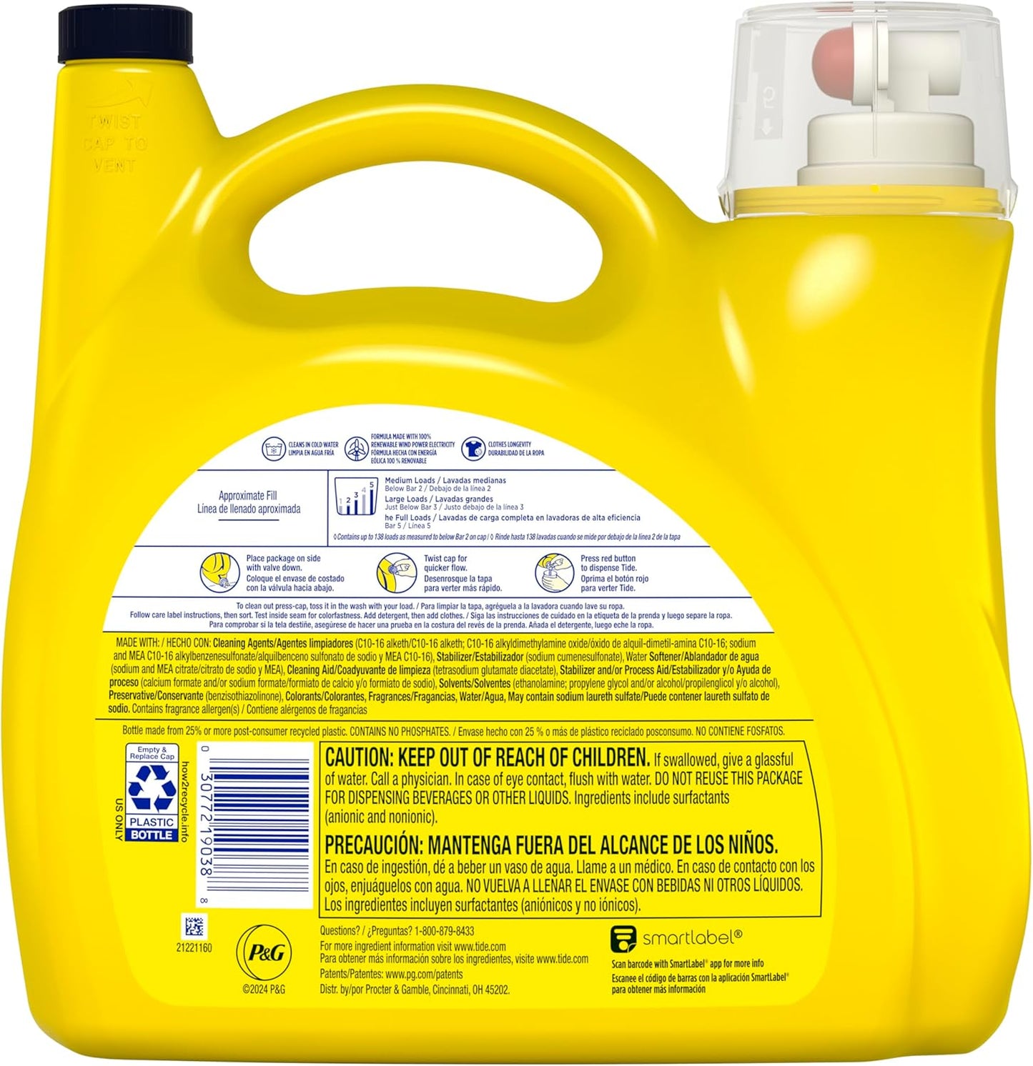 Tide Simply Liquid Laundry Detergent, Refreshing Breeze Scent, 138 Loads, 182 fl oz, All-In-One Detergent