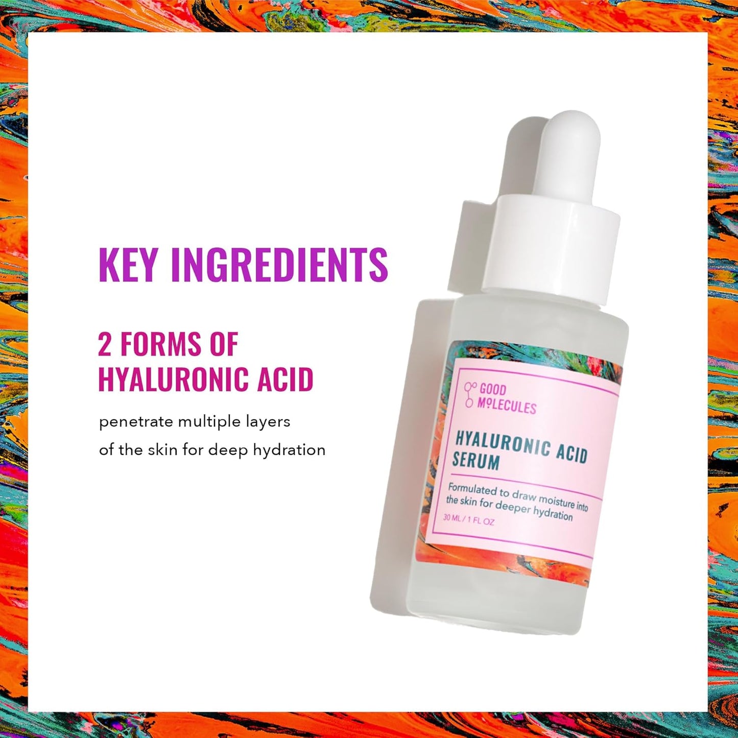 Good Molecules Hyaluronic Acid Serum - 1% Hyaluronic Acid Non-greasy Ultra Hydrating Serum, Facial Moisturizer for Plumper Skin, Skin Care for Face