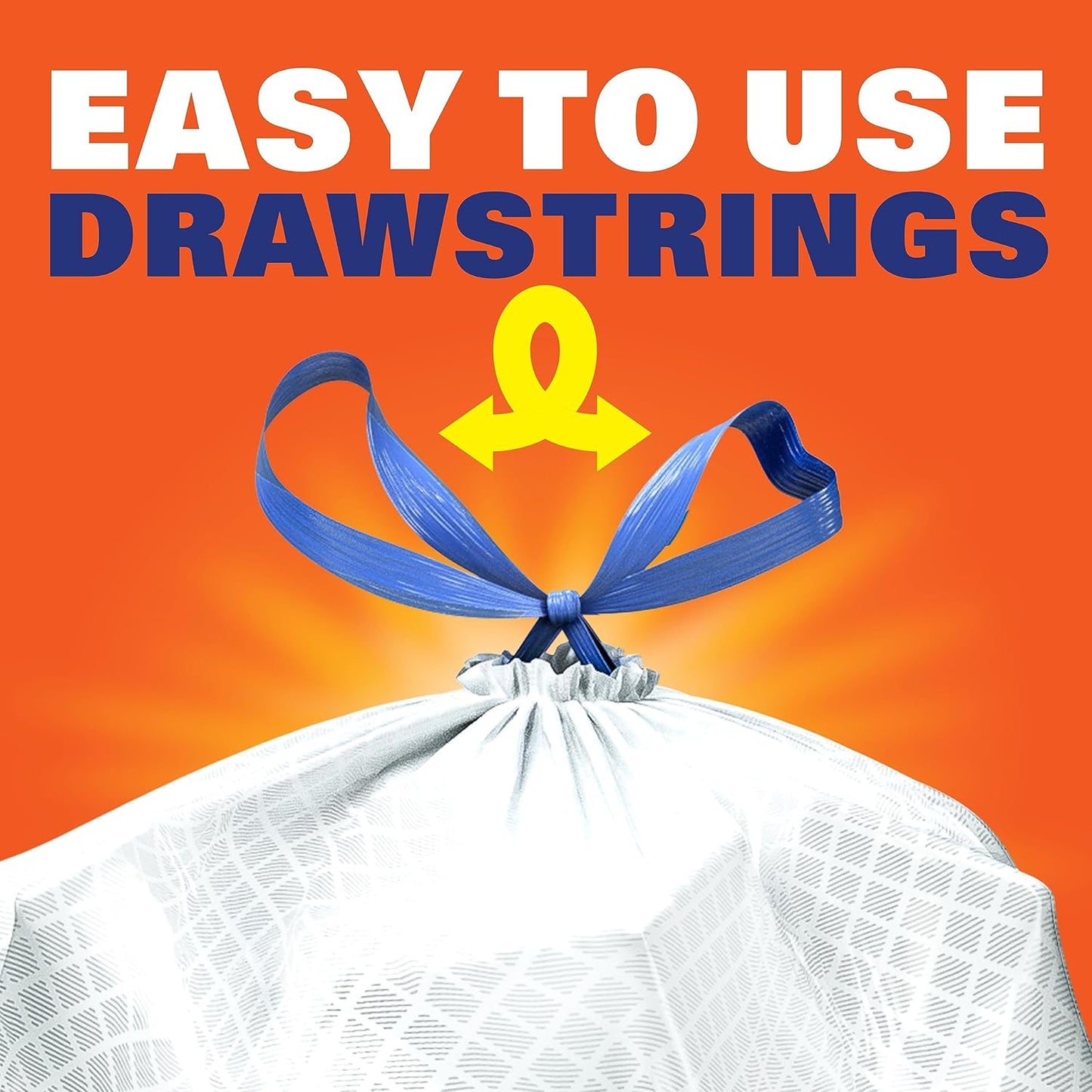 Hefty Ultra Strong 13 Gallon Trash Bags, Tall Kitchen Trash Bags 13 Gallon Size, Drawstring Closure, Continuous Odor Control, White, Unscented, 40 Bags