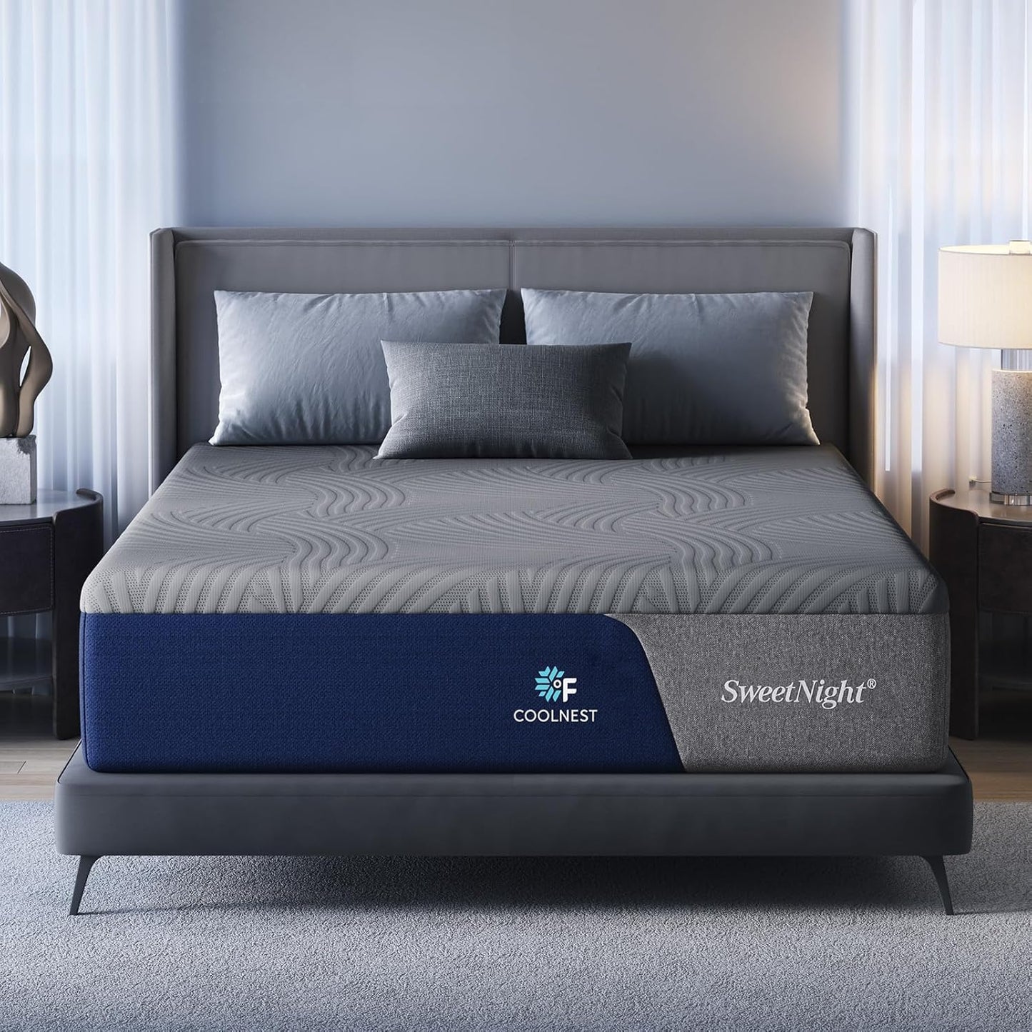 Sweetnight CoolNest 14 Inch King Size Mattress, Cooling King Memory Foam Mattress for Cool Night Sleep, 5-Zone Ergo Support for Pressure Relief, Medium, CertiPUR-US Certified